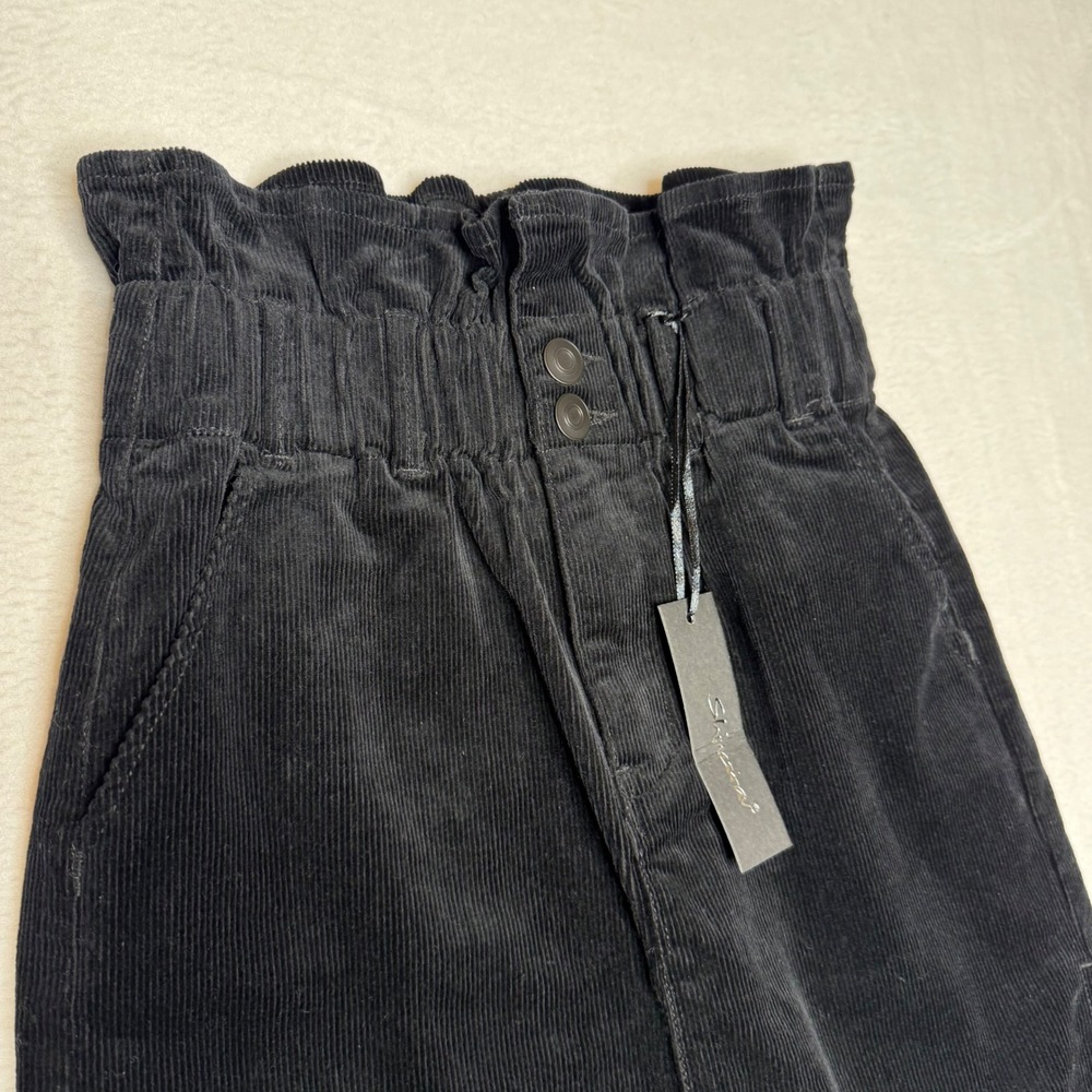 New Shinestar Black‎ Corduroy Paperbag Waist Mini Skirt Size S